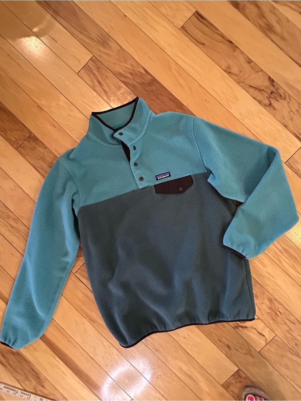 Patagonia Synchilla Snap-T Fleece Pullover Womens Large Teal Gray Colorblock - Picture 8 of 8